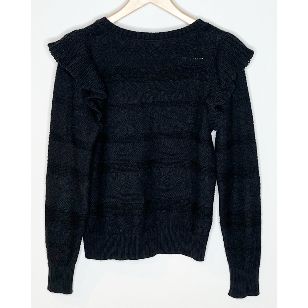 Anthropologie Pilcro Black Ruffled Fall Sweater Medium - Picture 6 of 13